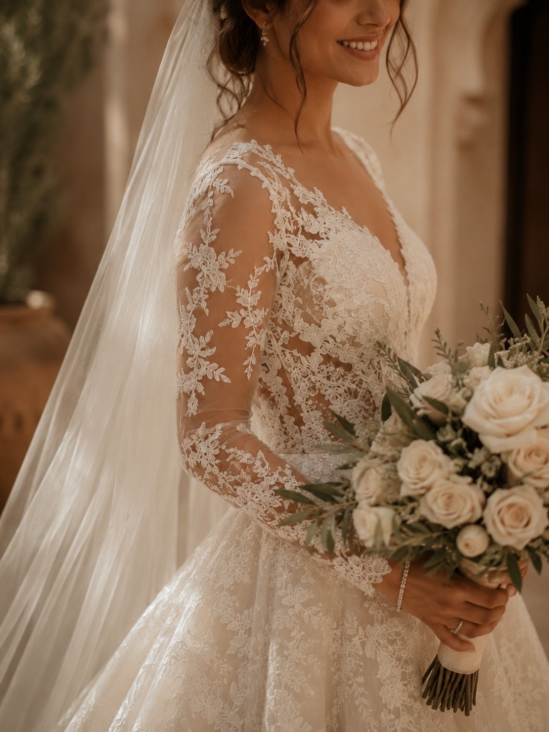 Détail de la robe de mariée