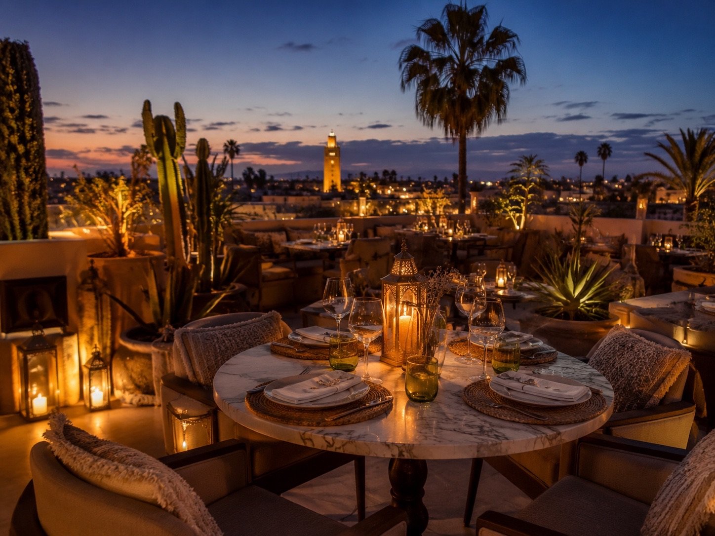 Terrasse du restaurant en soirée