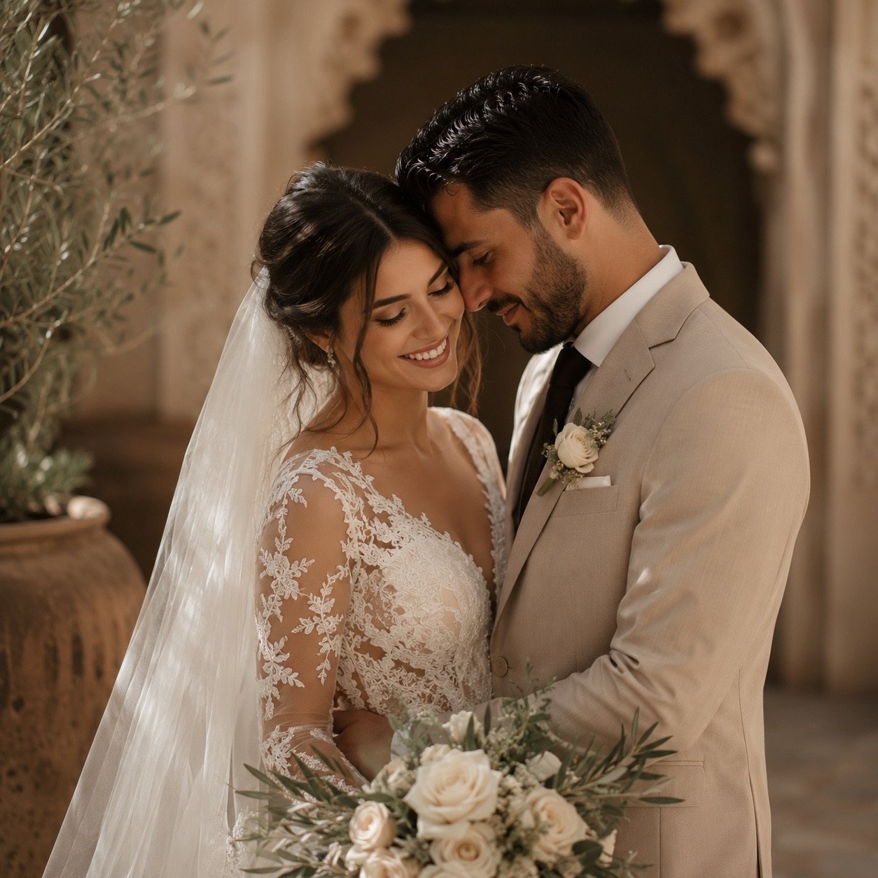 Couple élégant pendant un mariage à Marrakech